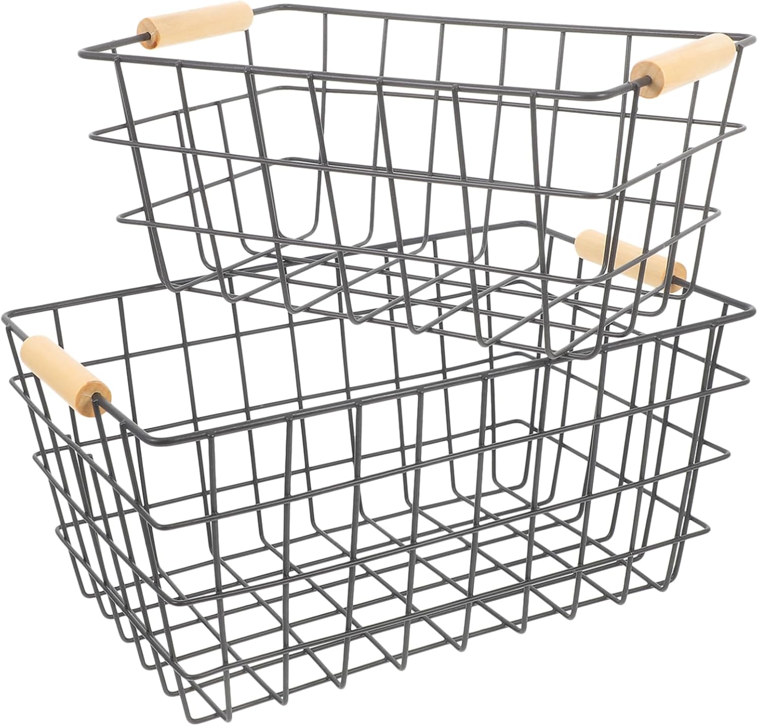 2pcs Fruit Storage Basket Metal Wire Baskets Portable Home Decor Hanging Toy Small Kitchen Storage Box Random Color