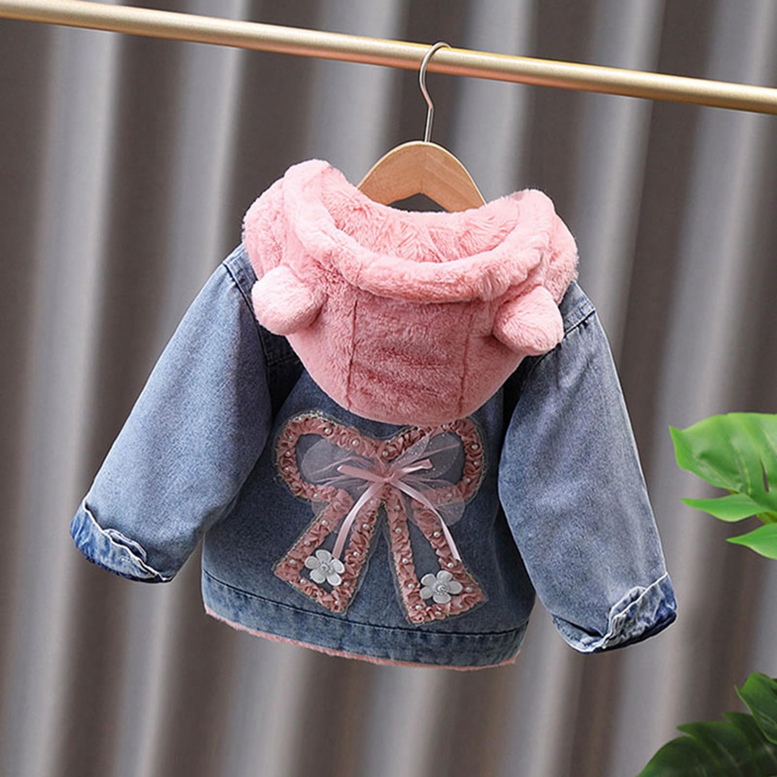 Generisch Chaqueta vaquera para niña, ropa gruesa para niños, cálida y bonita, chaqueta de otoño, chaqueta de invierno, ropa de Navidad
