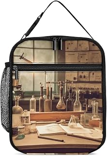 Insulated Lunch Bag Leakproof Portable Lunch Box Vintage Chemistry Lab Lunch Tote Bag Cooler Bag for Work Picnic Office