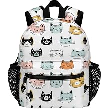 Kid's Mini Backpack 12 Inch Cute Cartoon Cat Faces Backpack Schoolbag Preschool Kindergarten Children Bag Nursery Travel Bag for Toddler Boys Girls Age 3-7
