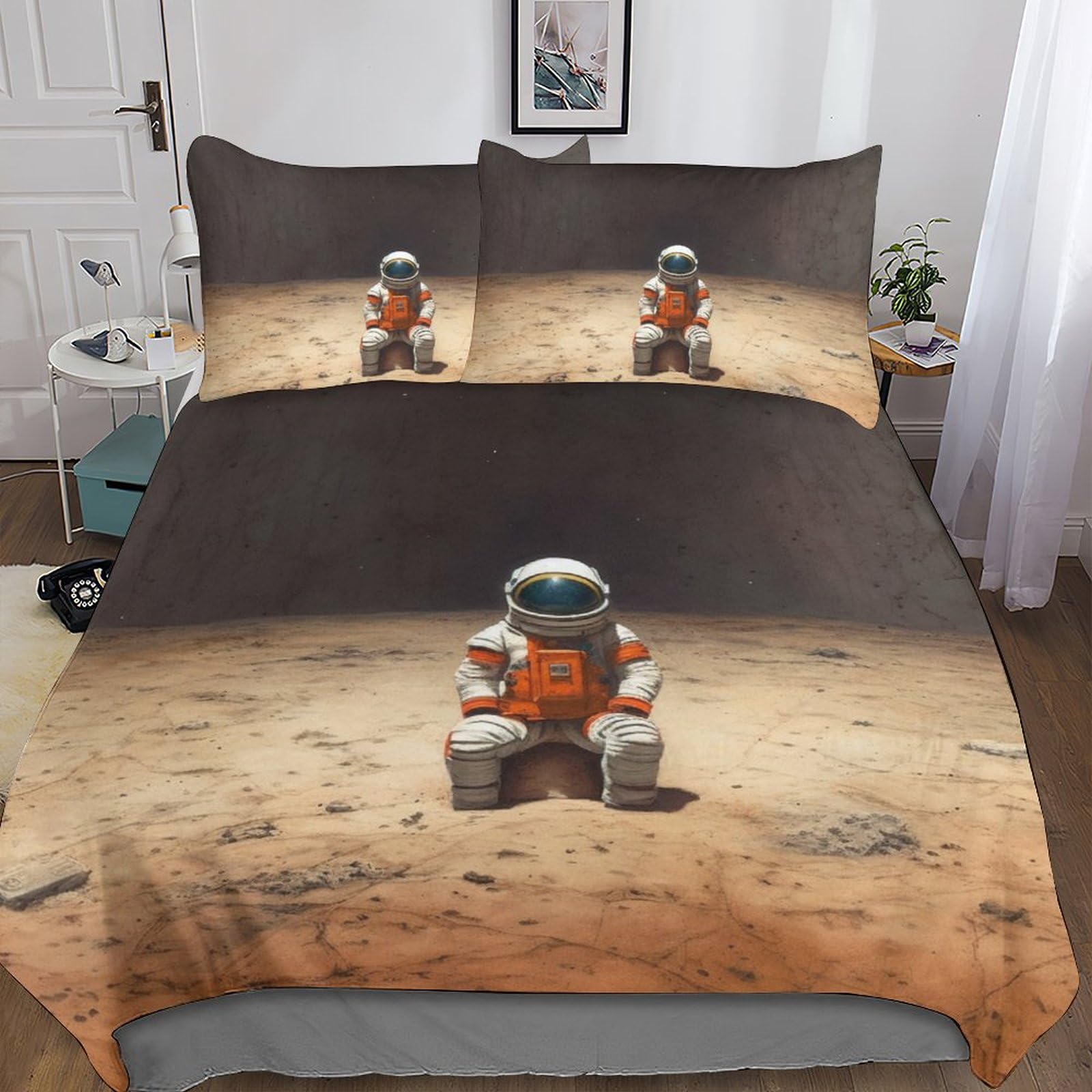 Parure de lit astronaute anti-plis avec fermeture éclair pratique