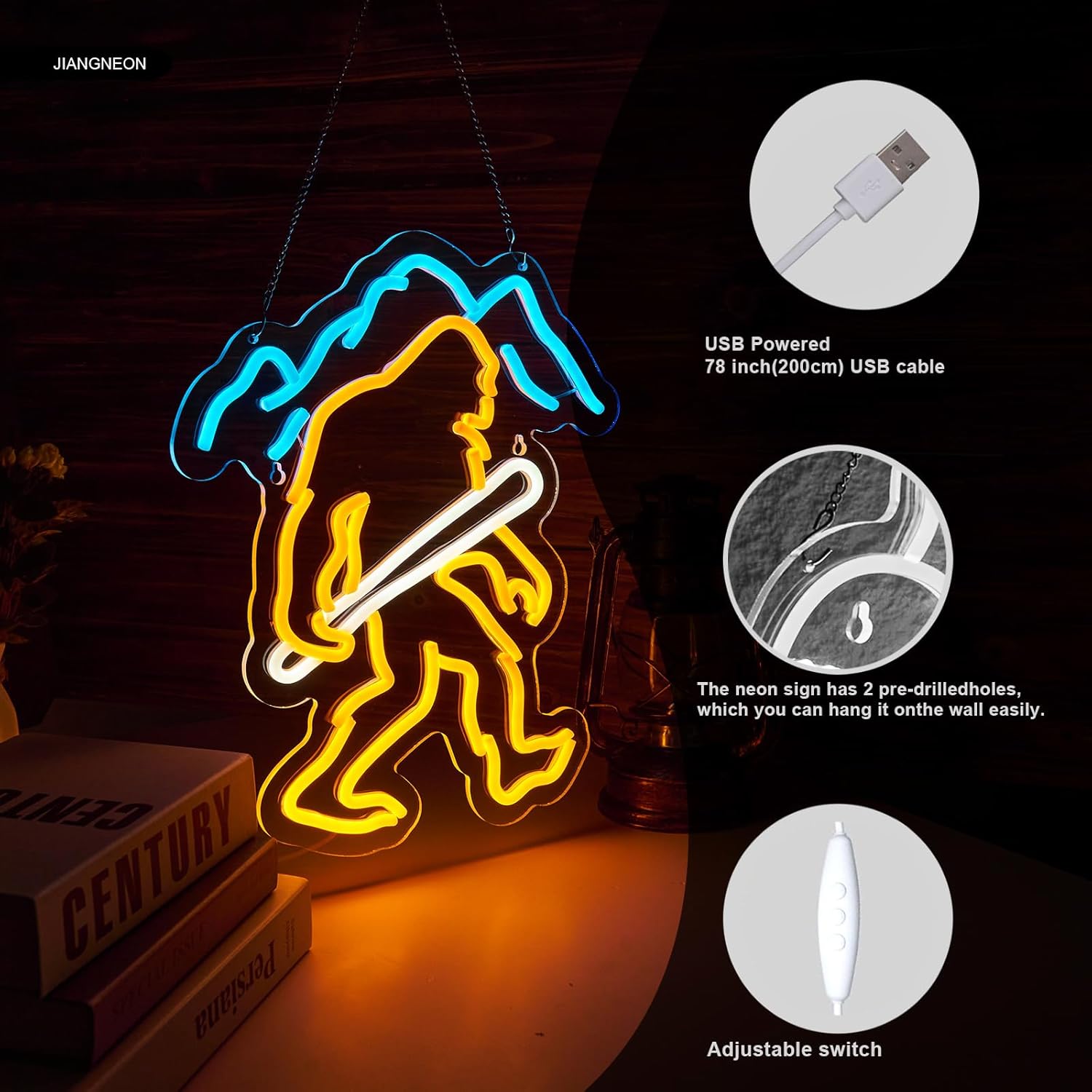 Bigfoot Neon Sign Sasquatch Neon Sign for wall decor Bedroom Game Room Wall Decor Gifts for Kids Children(15.6x12.6 Inch)