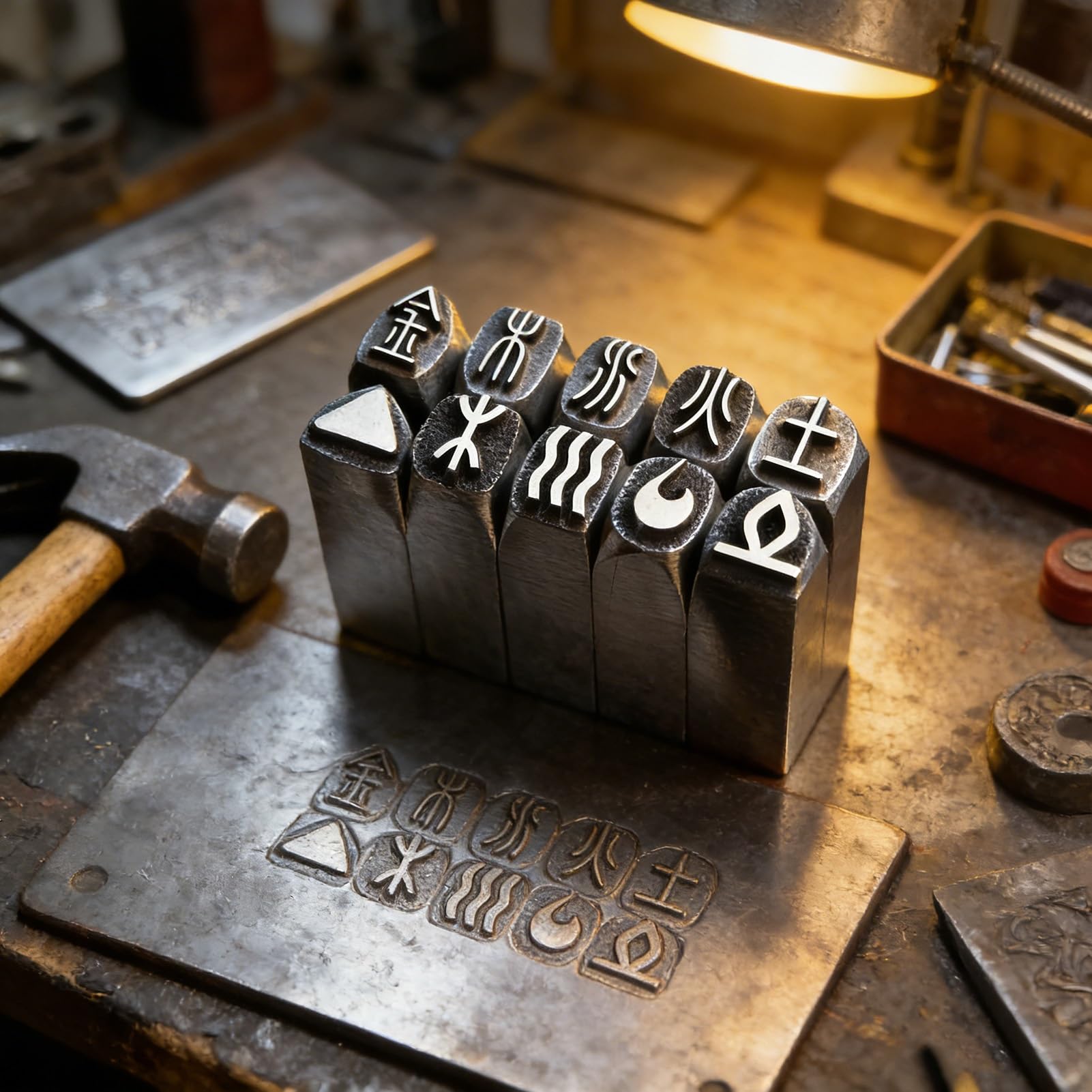 Zestaw Do Tłoczenia Metalu Z Pięcioma Elementami Wzoru 10 Szt. Znaczków Ze Stali Węglowej Do Biżuterii Skóra Drewno DIY Craft Making(0.27 in)