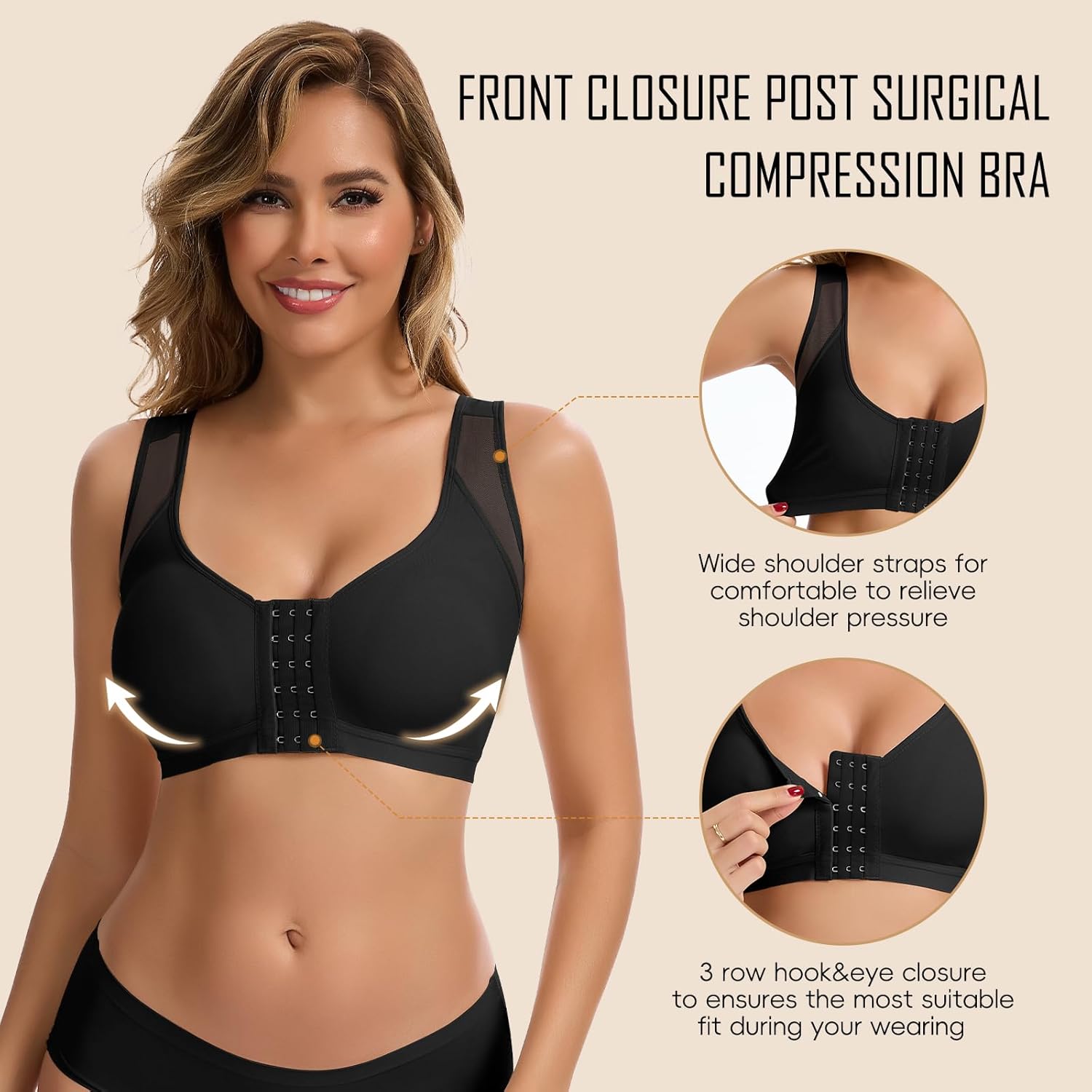 JOYSHAPER Bra for Women Front Closure Post Surgery Bras Mastectomy Surgical Support Wireless Full Coverage Bra - Image 3