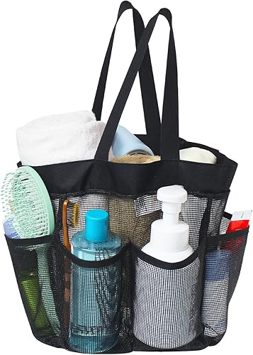Miniatura 1 de Cesta de ducha de malla con 8 bolsillos para dormitorio universitario, baño, gimnasio, bolsa de ducha para playa, viajes, artículos esenciales,