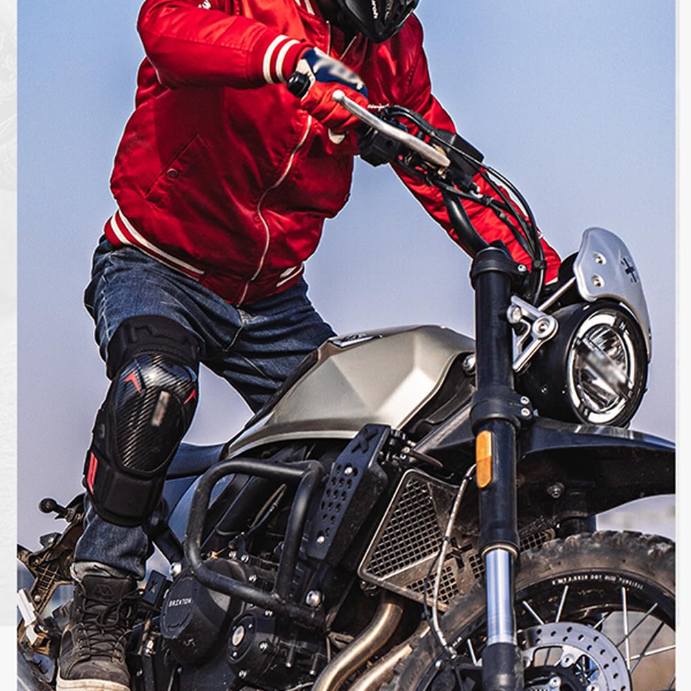 Ginocchiere Motociclistiche, Ginocchiera Leggere e Resistenti agli Urti con Fibra di Carbonio Protezione del Ginocchio Motociclistico, per Motocross Mountain Bike Yellow