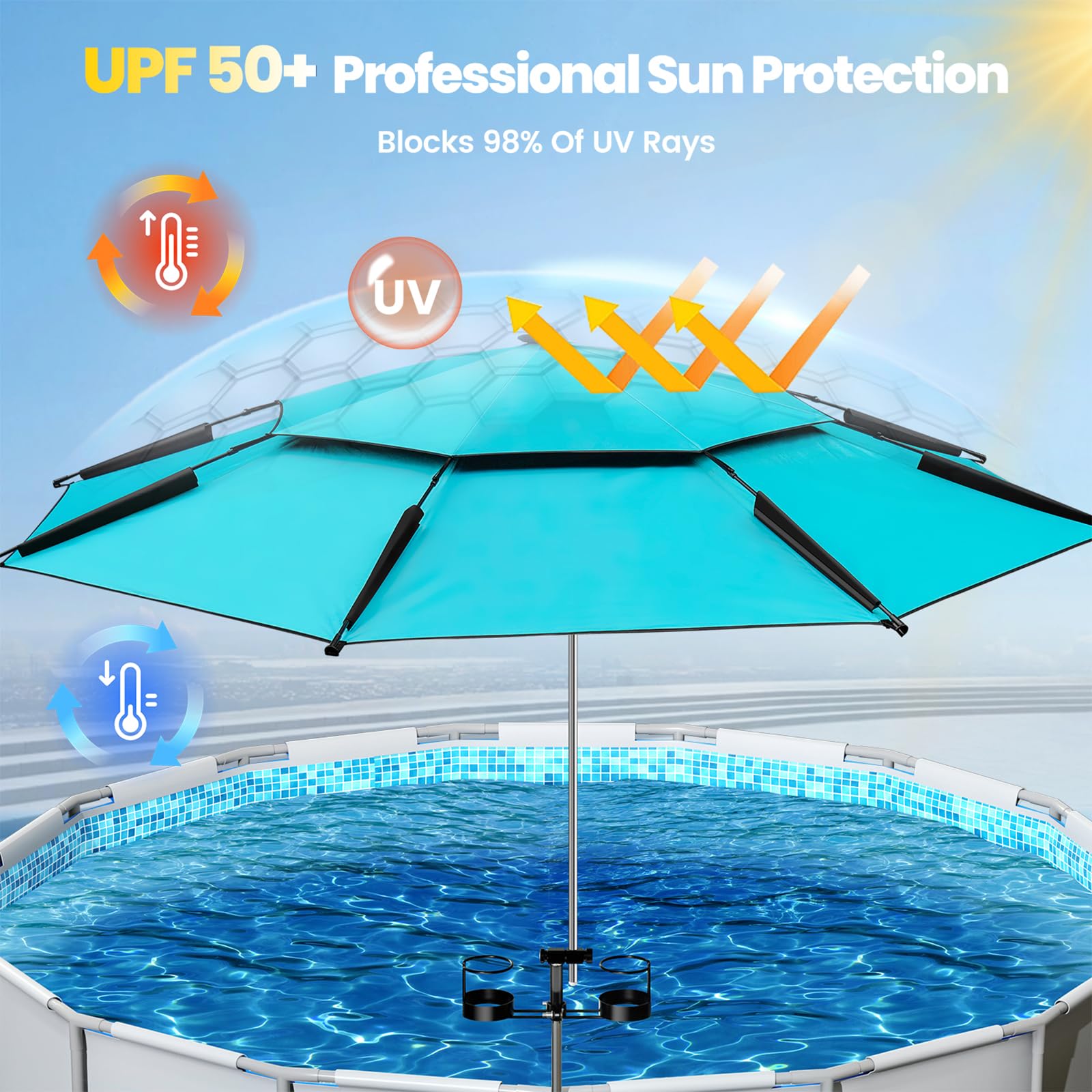 costway 10ft patio offset cantilever umbrella Costway 10 ft. Patio Cantilever Umbrella Large Offset Hanging Umbrella with  Solar LED Lights Patio Umbrella in Brown HCST13853