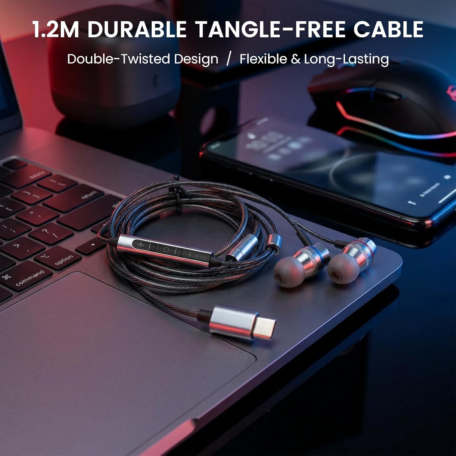 HIFI WALKER USB C Wired Earbuds with Mic, Digital Stereo Type C Headphones for iPhone 17 16 15 Pro Max 16e, Noise Isolating in-Ear Earphones Compatible with Samsung Galaxy S26 S25 S24 Ultra, iPad