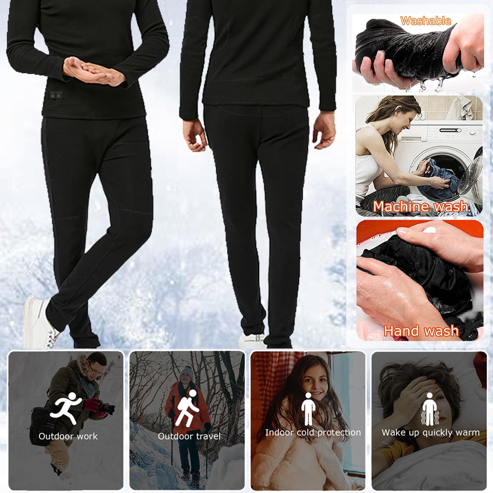 Pantalones Calefactables para Hombres Y Mujeres, Calefacción Eléctrica USB, Ropa Interior Térmica De 12 Zonas para Caza, Motocicleta, Senderismo,2XL,Men
