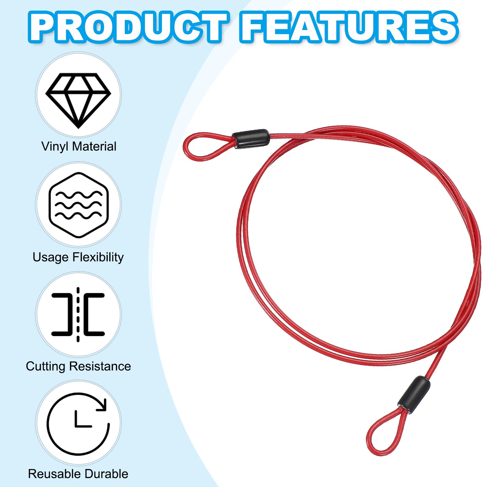 PATIKIL 1/8" Dia Vinyl Coated Stainless Steel Cable with Loops - Image 4