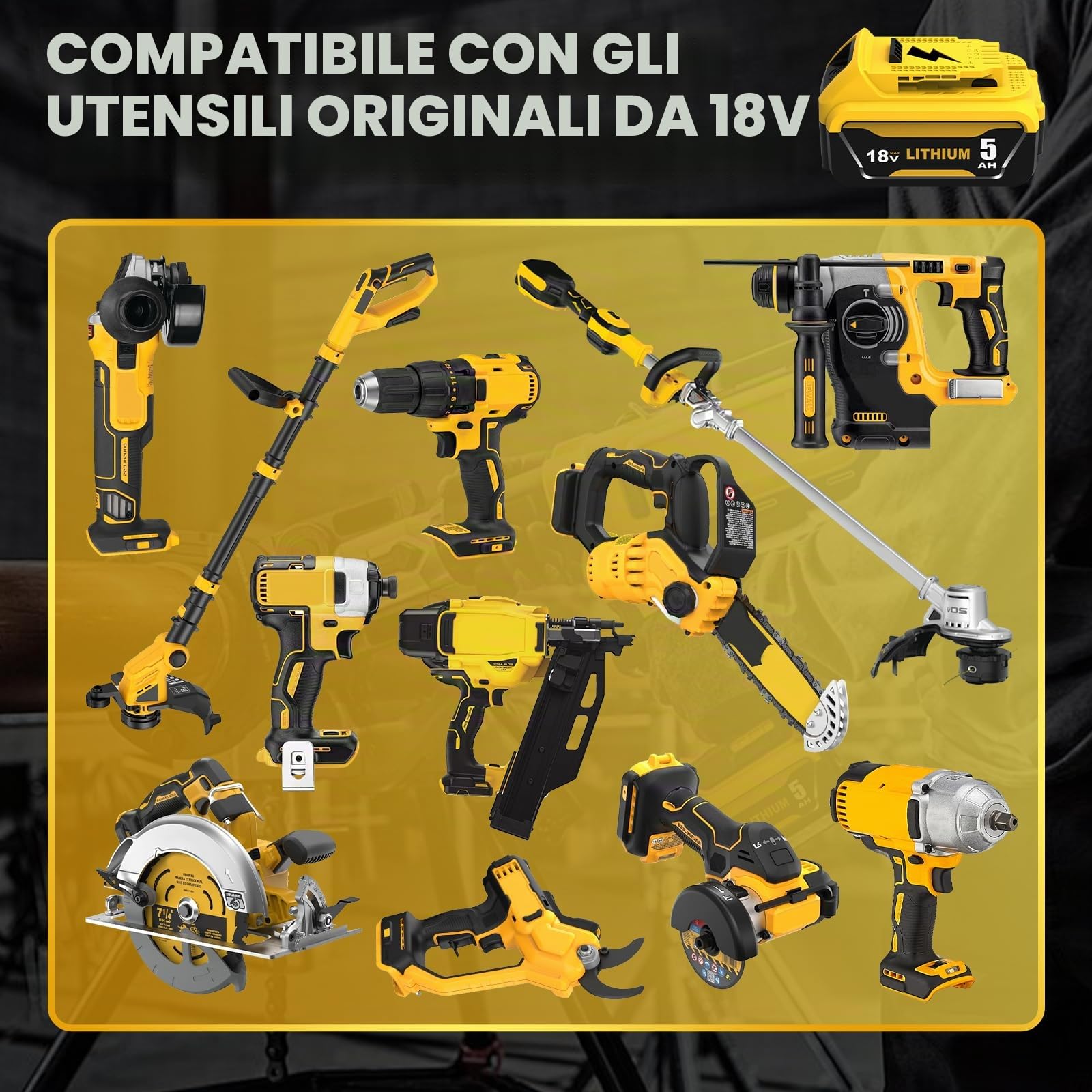 2 Pezzi Ricambio per Dewalt Batteria 18V 5.0Ah + Caricabatterie DCB107 10.8V-20V per DCB184 DCB180 DCB181 DCB182 DCB200 DCB201 DCB204