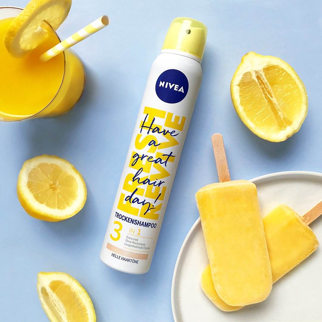 Nivea 3 in1 a secco di shampoo per Blonde e luminoso haartoene, Fresh Revive, confezione da (4 X 200 ML)