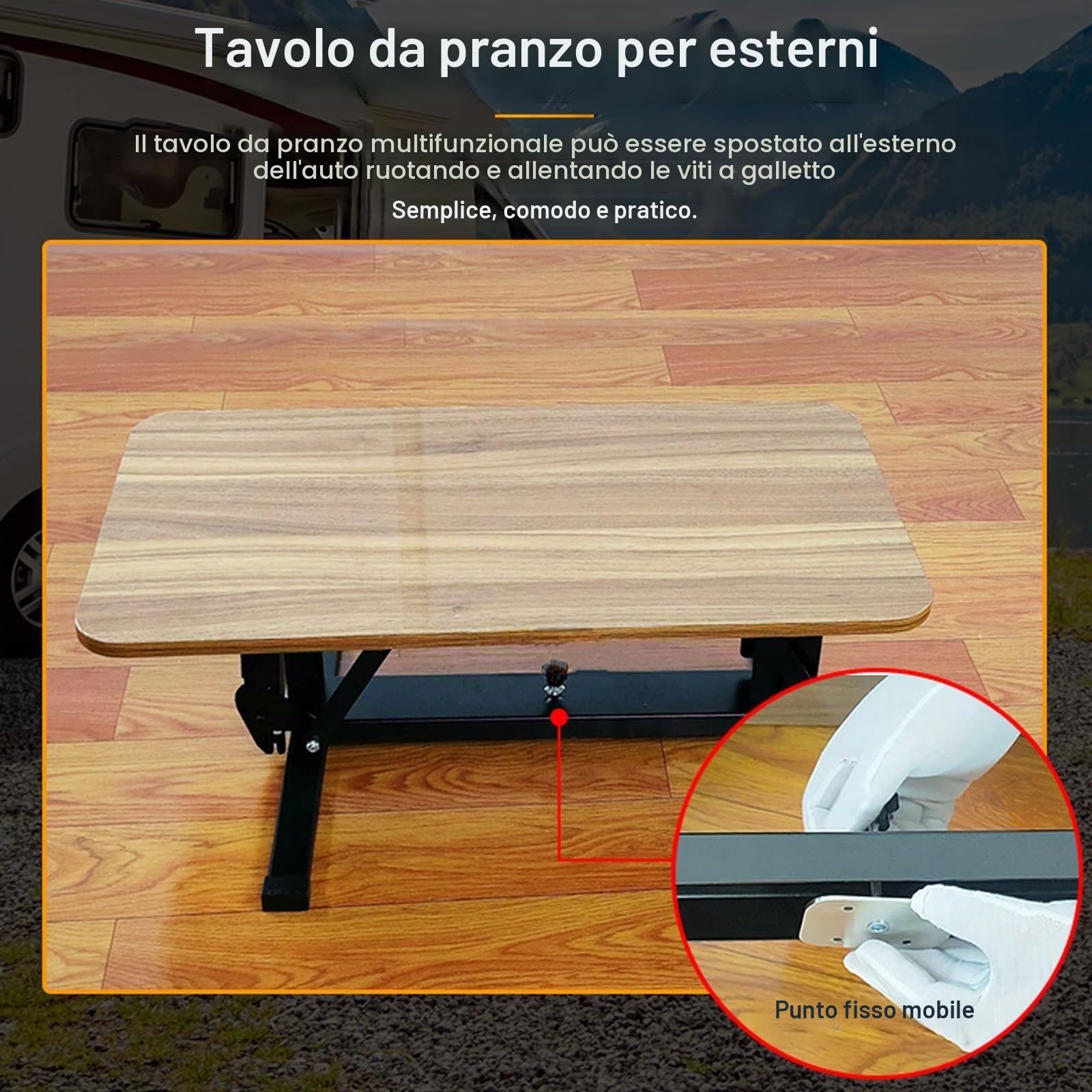 Supporto per Tavolo per Camper, Gambe da Tavolo in Metallo, Carico Massimo 250 Kg, Base per Tavolo da Pranzo RV per Patio, Yacht, Roulotte, Stanza