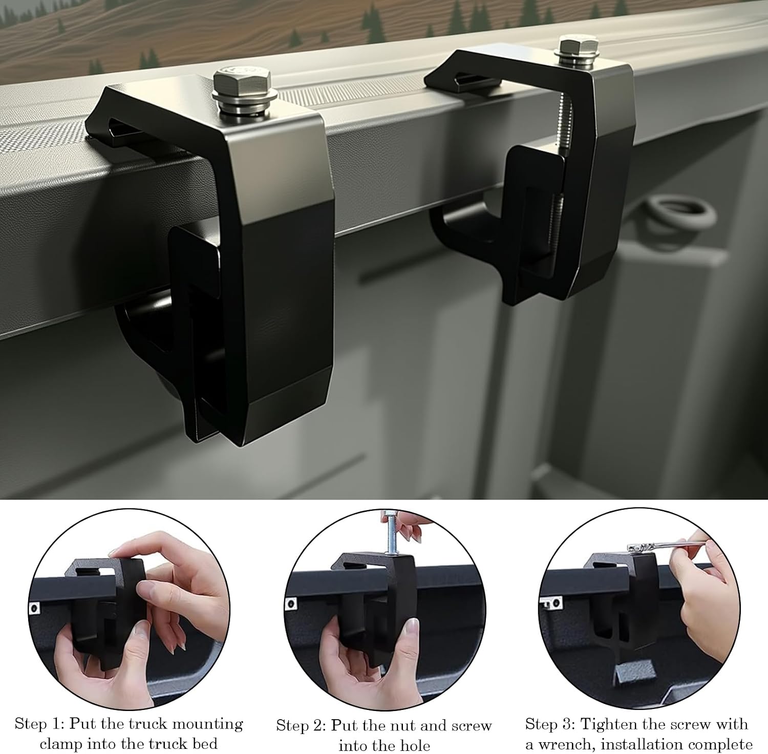 Mounting Clamps Truck Caps, Heavy Duty Truck/Camper Shell Clamps, Fit for Chevy Silverado Sierra 1500 2500 3500, Dakota Ram 1500 2500 3500, Ford F150 F250, Titan, Tundra (4 Pack)
