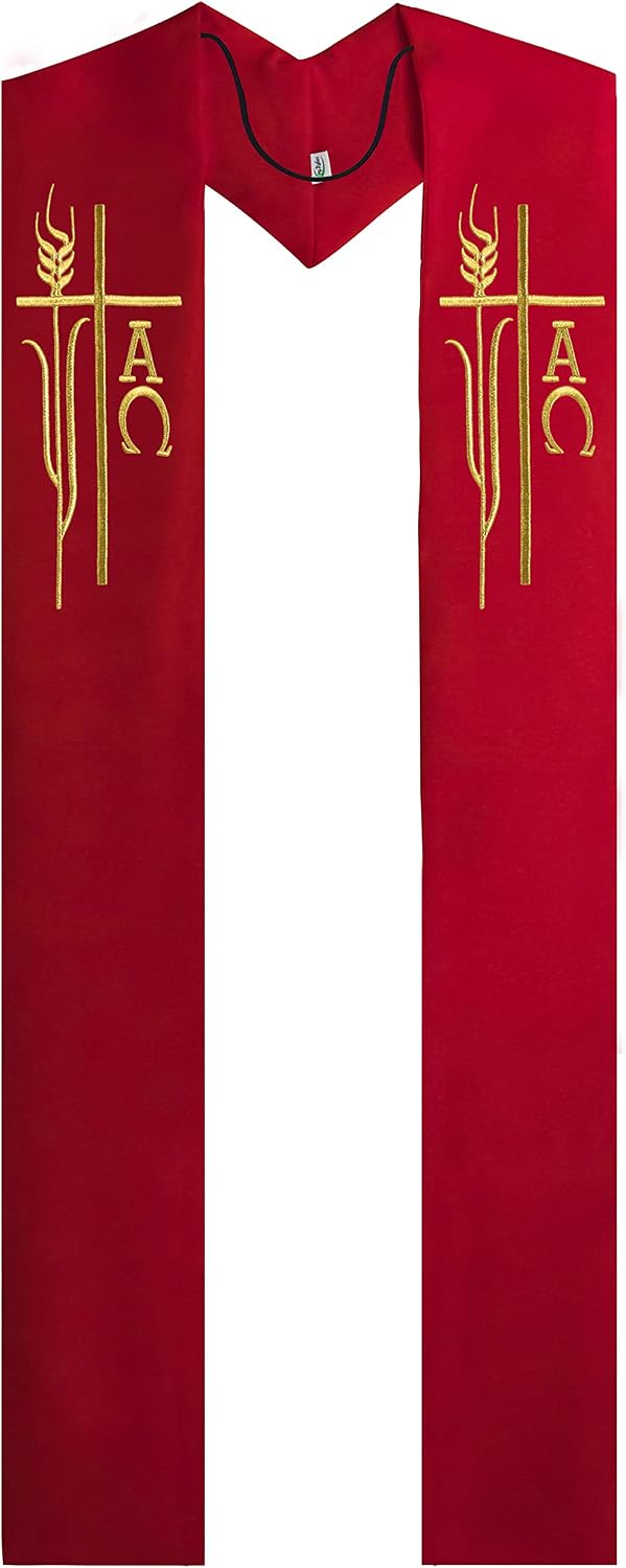 IvyRobes Alpha Omega Overlay Stole Wedding Clergy Stole 90" Long-4 Colors Available