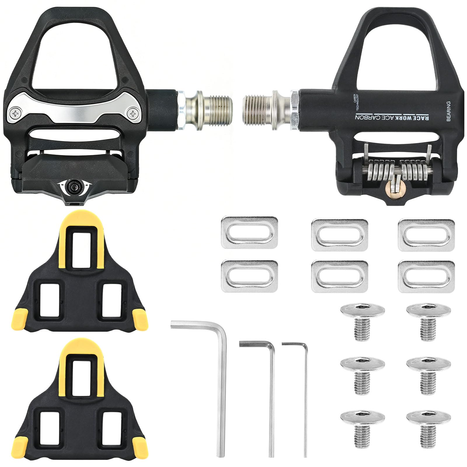 Bicycle Pedals Set, SPD-SL Clipless Pedals & 2 Cleats Compatible with Shimano SDP Pedals 9/16" with Ball Bearings, Aluminum Alloy Clipless Pedals for MTB, Road Bike & Gravel Bike