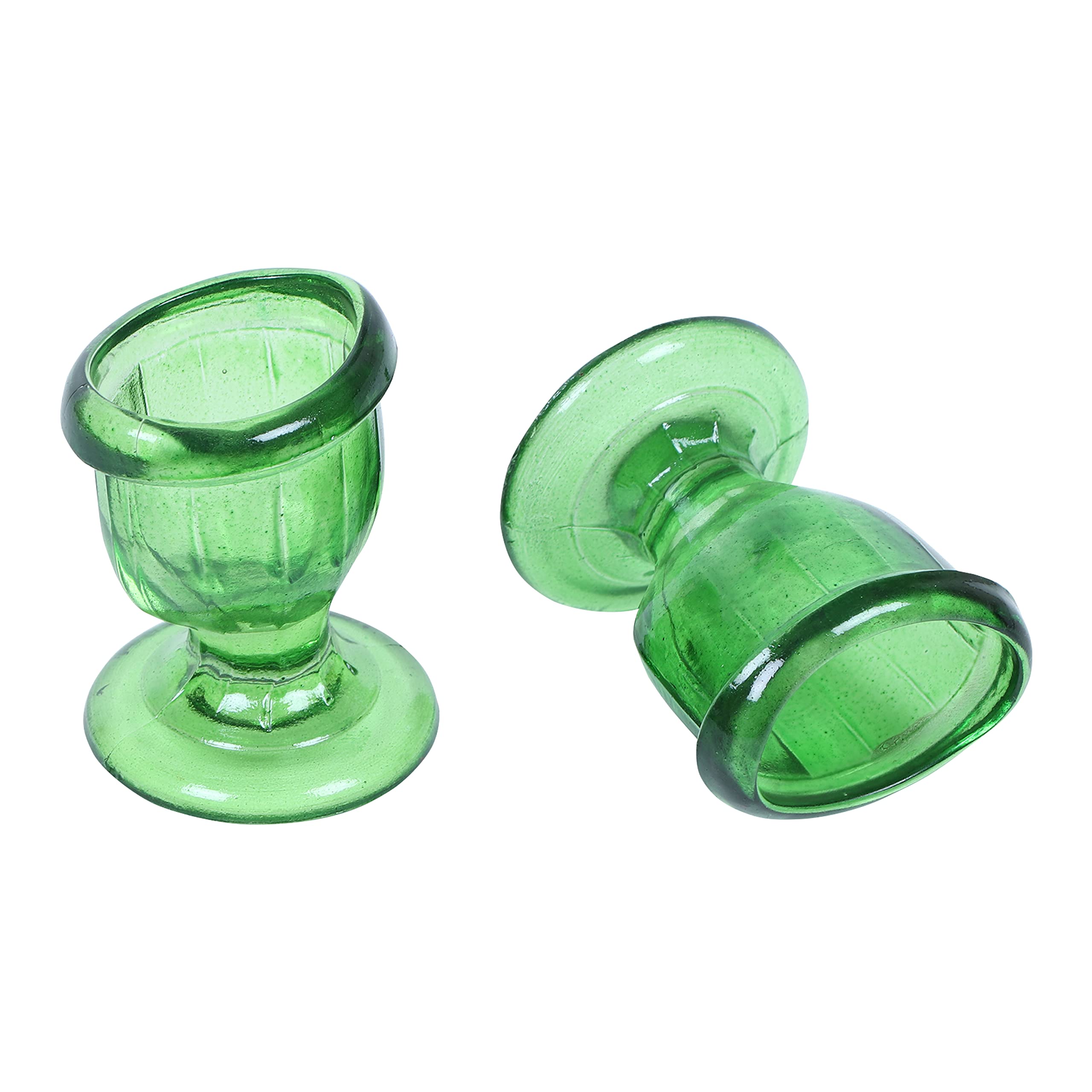 QIMACPLUS Glass Eye Wash Cups with Ergonomic Design for Effective Eye Cleansing, Eye-Shaped Rim for Snug Fit, Superior Smooth Edge β Set of 2 (Green) 1