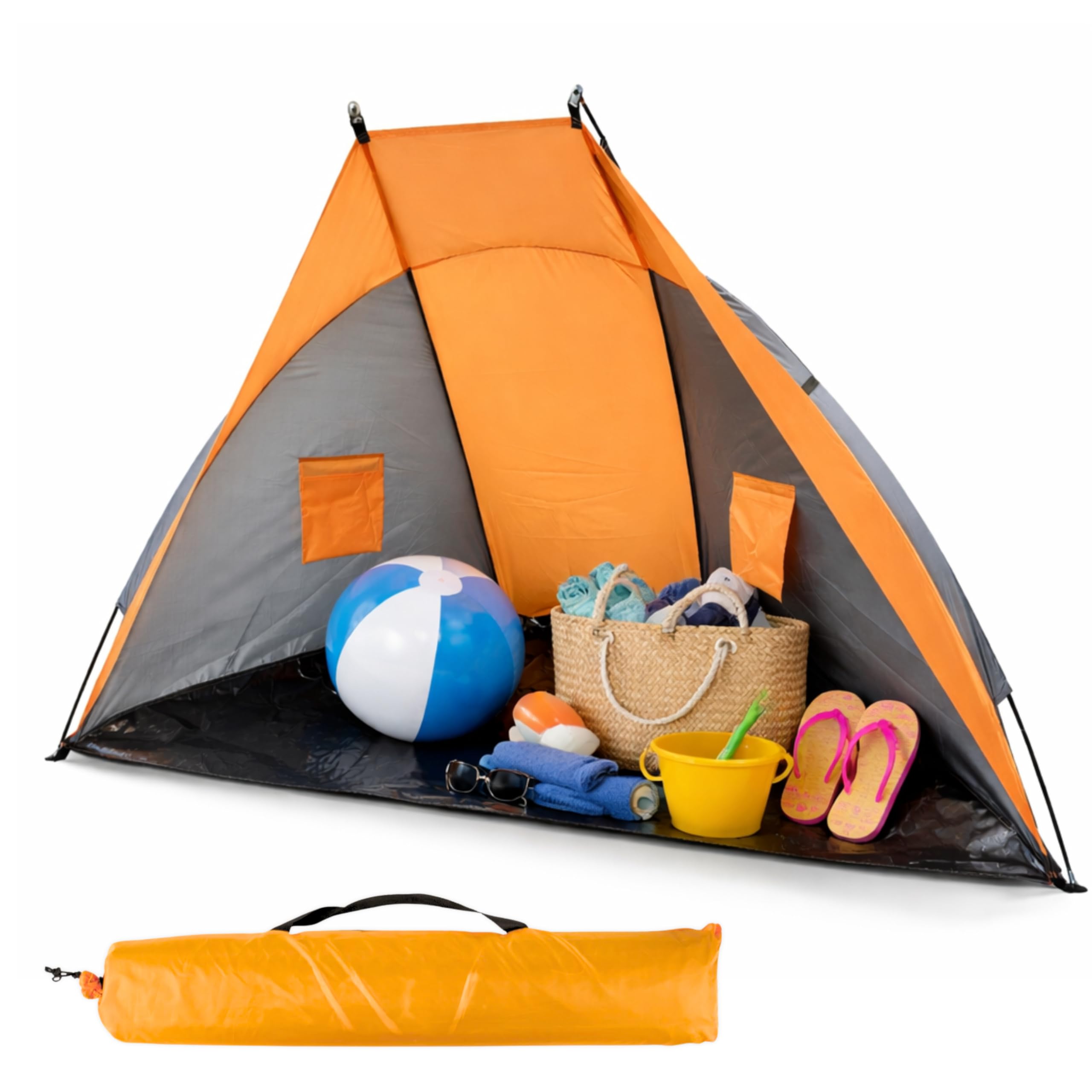 ALAYSTAR Portable Beach Tent Sun Shelter with UV50+ Protection, Lightweight Outdoor Shade Canopy with Carry Bag, Waterproof Ground Sheet & Storage Pockets – Ideal for Beach, Camping, Garden, Picnic