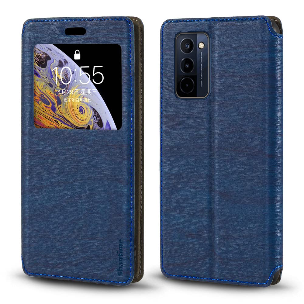 Custodia Flip Per Wiko T10 In Pelle PU - Con Finestra Visibile E Chiusura Magnetica, Blu - copertina