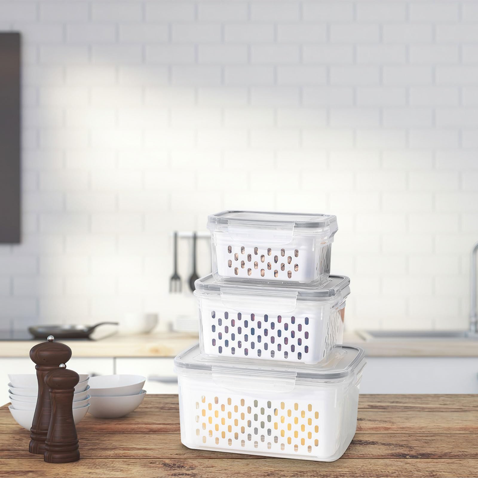 Contenedor Organizador para Refrigerador 3 Piezas 800ml 1700ml 3150ml
