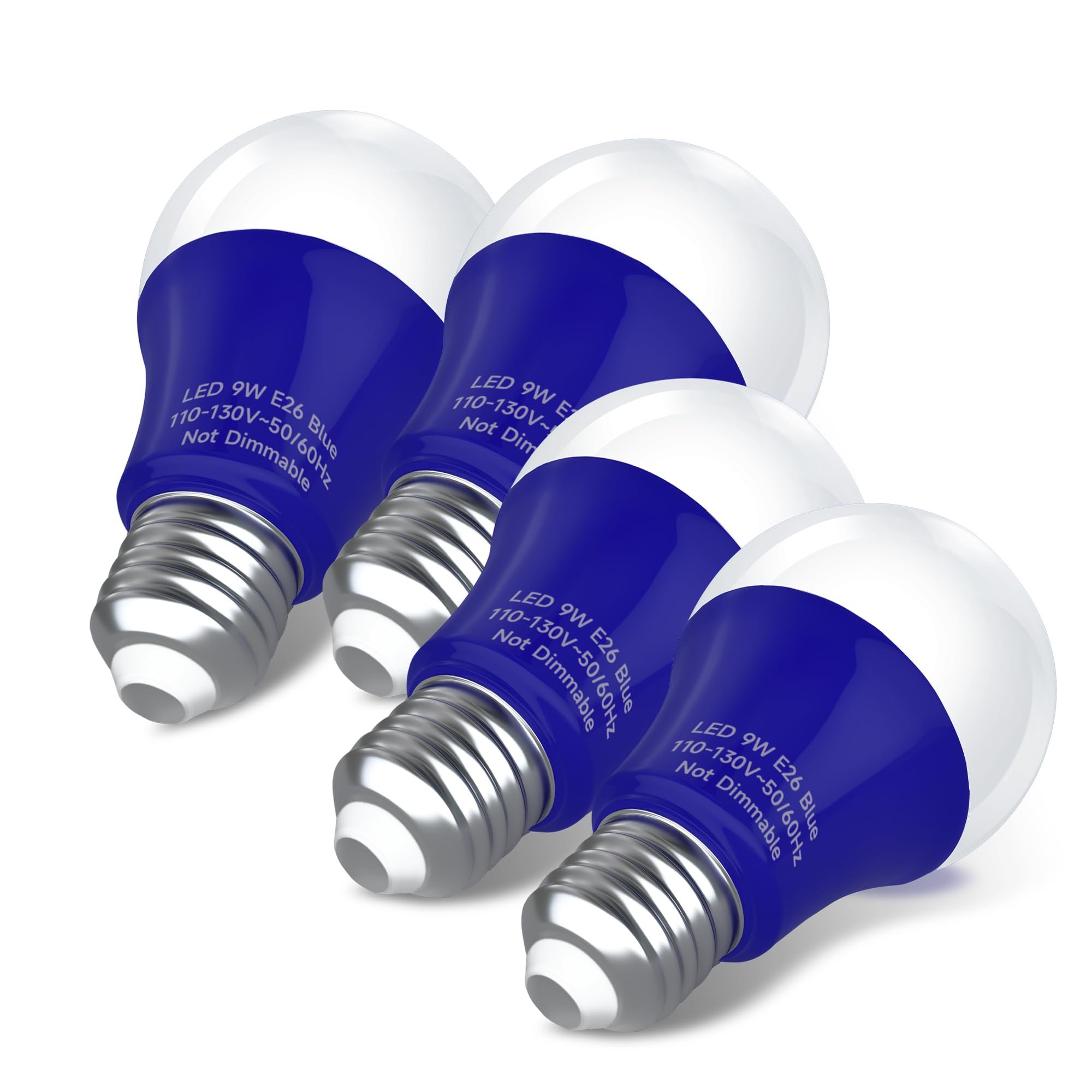 UNILAMP LED Blue Light Bulbs, E26 LED Bulb Blue Lights for Christmas, 9W Equivalent 60W, Blue Colored Light Bulbs for Outdoor Porch, Party Decoration, Holiday Home Lighting, Halloween, 4 Pack
