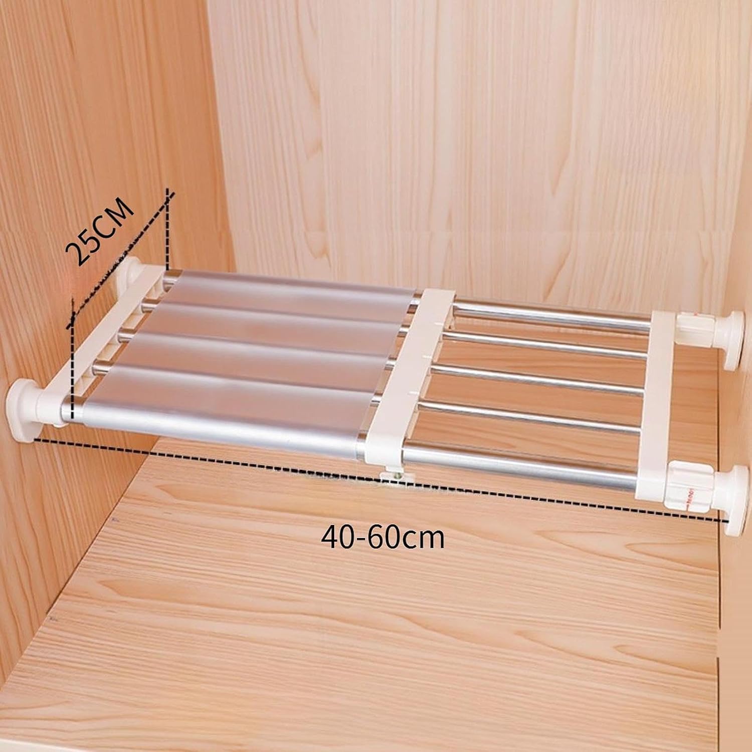 Closet Tension Shelf Rod Expandable Cabinet Layer Shelf Multipurpose DIY Expandable Storage Rack for Wardrobe Bathroom