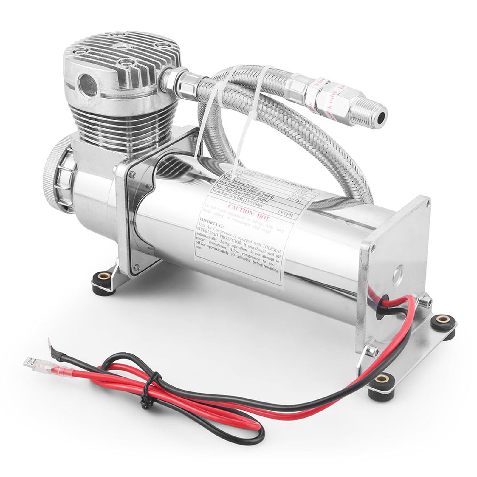 200 PSI 3/8 NPT Air Heavy Duty Uniwersalny zestaw węża kompatybilny z zawieszeniem/poduszką powietrzną/klaksonem pociągu DC 12 V 480C posrebrzany chrom