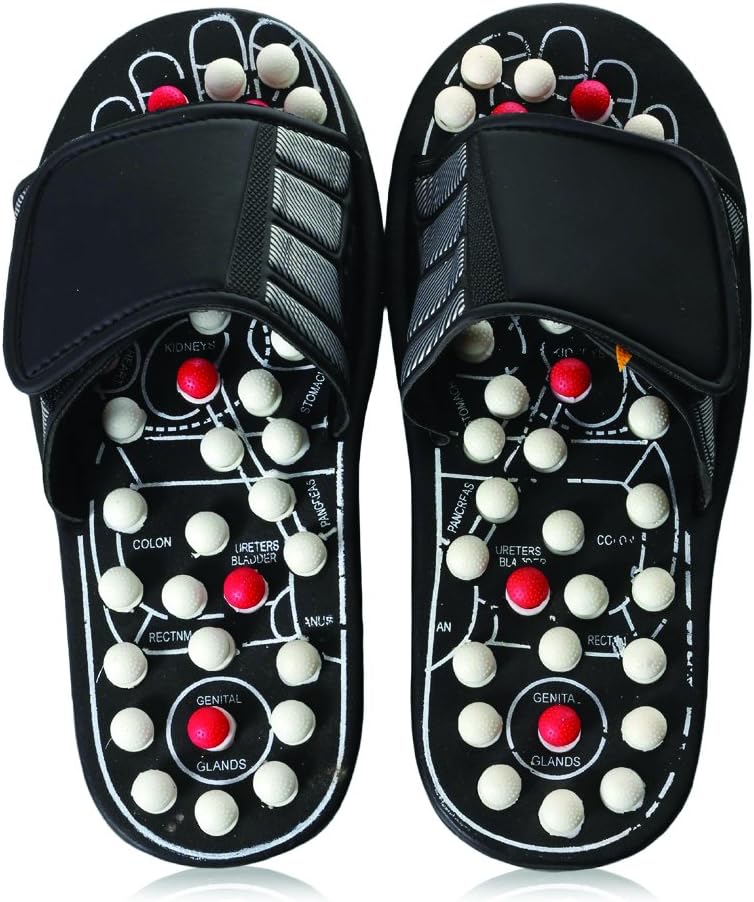 Reflexology Sandals Black & Pearl -large