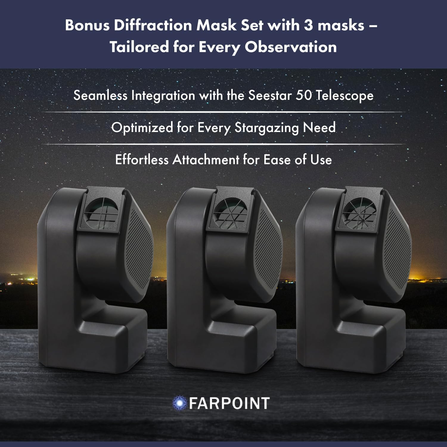 Bahtinov Mask Pro with Holder for ZWO Seestar 50 Telescope, Focusing Aid with Bonus Diffraction Spike Masks