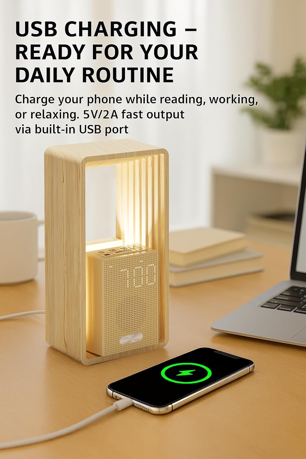 Sunrise Alarm Clock with Wake-Up Light: Dual Alarm White Noise Sound Machine with USB Charger, 9 Sleep Aids, Dimmable Display, Auto Timer, Ideal Night Light for Heavy Sleeper, Kid, Bedroom