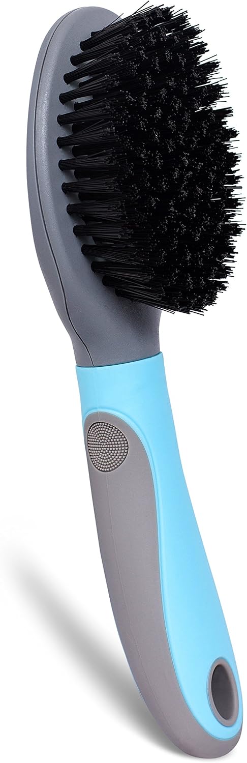 Internet's Best Soft Bristle Dog Brush - Pet Grooming Soft Bristle Brush - Ideal for Cats and Dogs - Blue and Grey