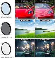 Vista 3 de Apexel Kit de lentes de filtro de 2.047 in (lente de filtro graduado rojo, naranja, amarillo, azul, CPL, ND32, lente estrella-6 puntos) para cámara