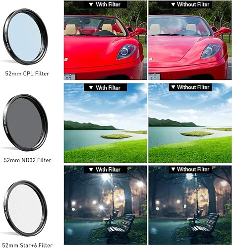 Miniatura 3 de Apexel Kit de lentes de filtro de 2.047 in (lente de filtro graduado rojo, naranja, amarillo, azul, CPL, ND32, lente estrella-6 puntos) para cámara