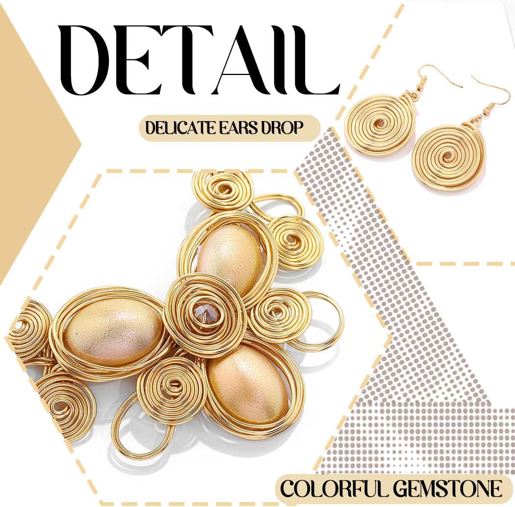 Fstrend Gold Statement Choker Necklace and Earrings Set, African Chunky Collar Ethnic Tribal Jewelry for Women - Image 5