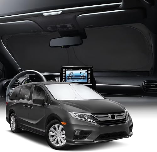 Neverland Car Windshield Sun Shade - Honda Odyssey 2011-2023 Foldable Sun Shade for Windshield,210D Oxford Silver Coated 2-Layer Heat Reflective Sun Visor for Car,Shades for Front Windows