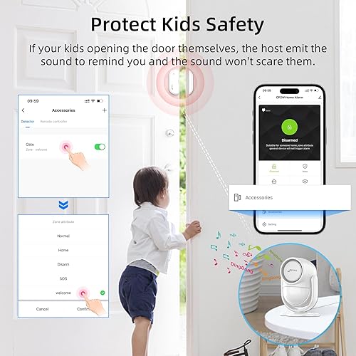 Miniatura 7 de CPVAN Sistema de alarma para el hogar con sensor de movimiento PIR, WiFi inalámbrico DIY Smart DoorWindow Alarm para seguridad del hogar con alerta