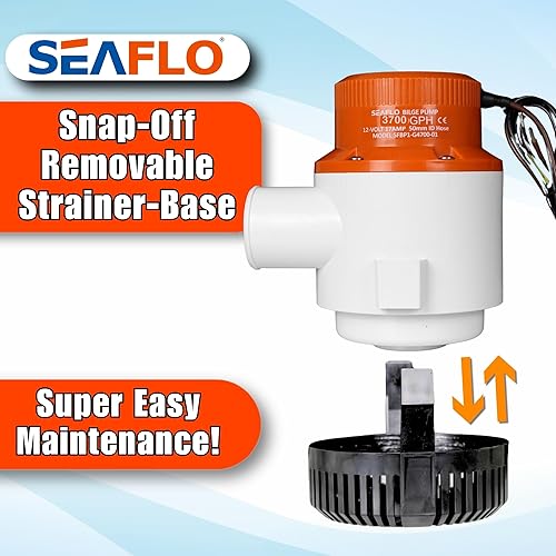 Miniatura 50 de SEAFLO Bomba de sentina Serie 01 500 GPH – Salida de 12 V, 3/4 pulgadas, bomba sumergible marina con protección antibloqueo de aire, certificado CE
