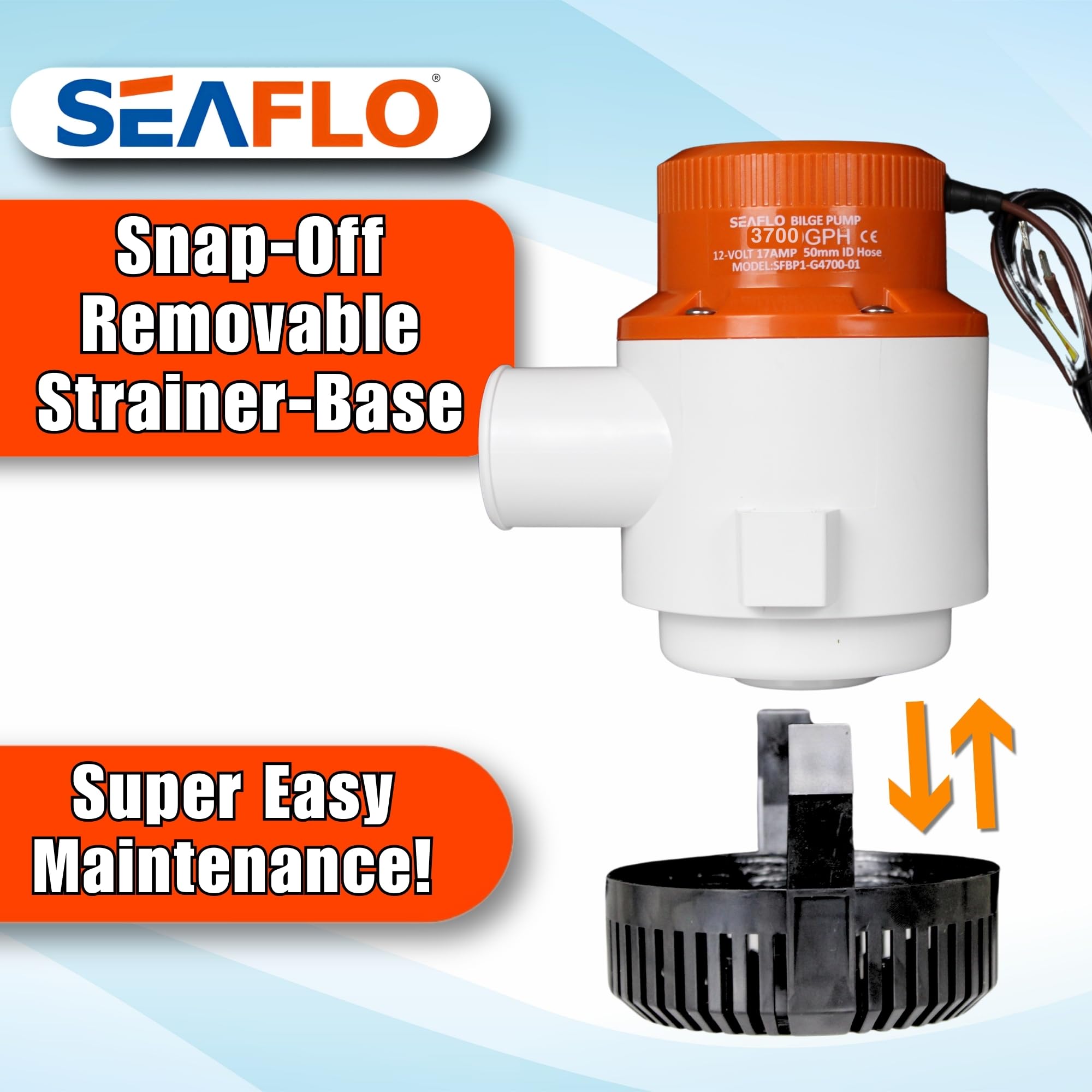 Seaflo - Pompa di sentina elettrica per imbarcazioni, 3700 GHP / 12 V (3700 GHP 12 V)