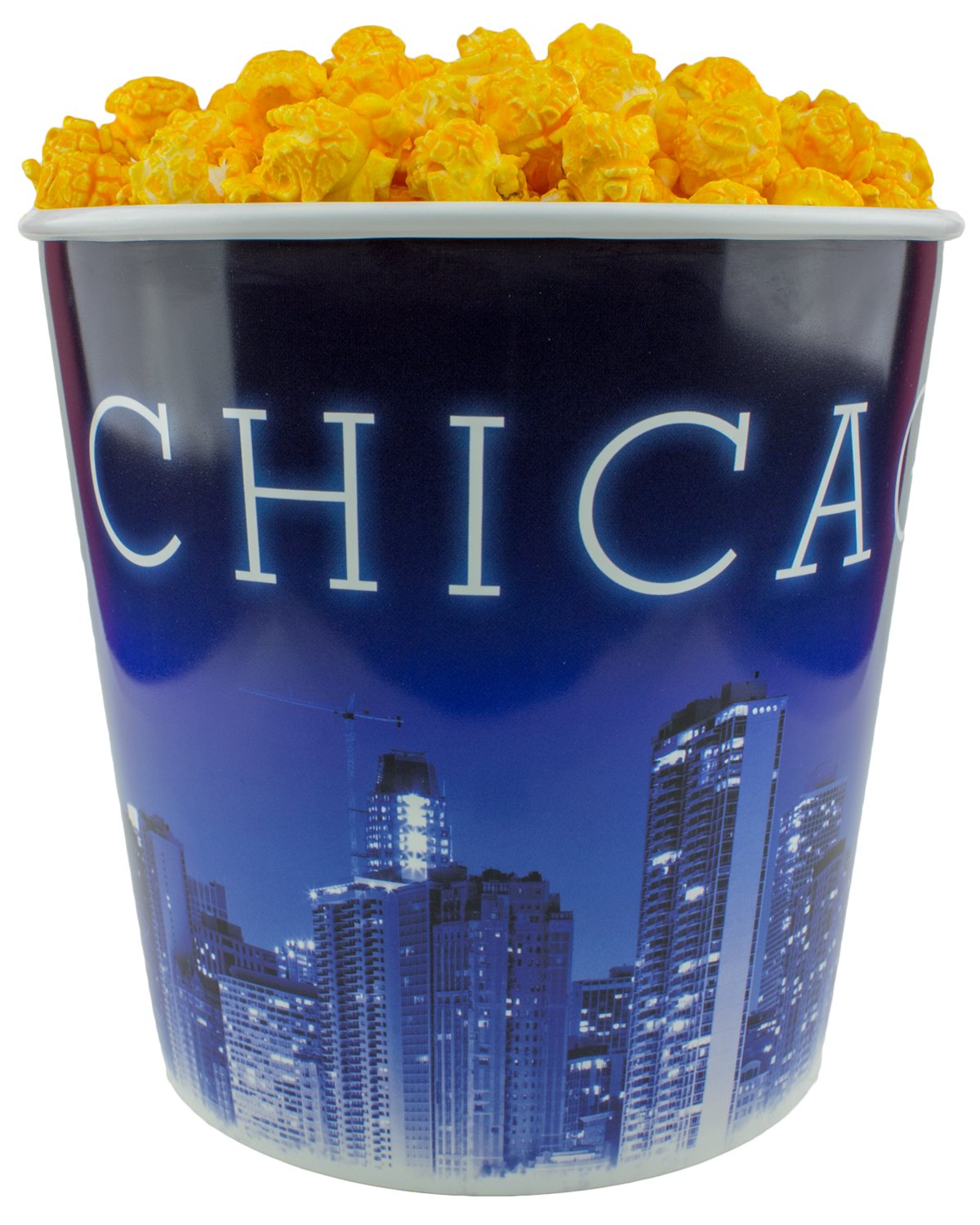 Signature Popcorn - Gourmet 1-Gallon Blue Chicago Skyline Reusable Plastic Bucket - Cheddar Cheese Popcorn - Holiday, Party & Corporate Gift
