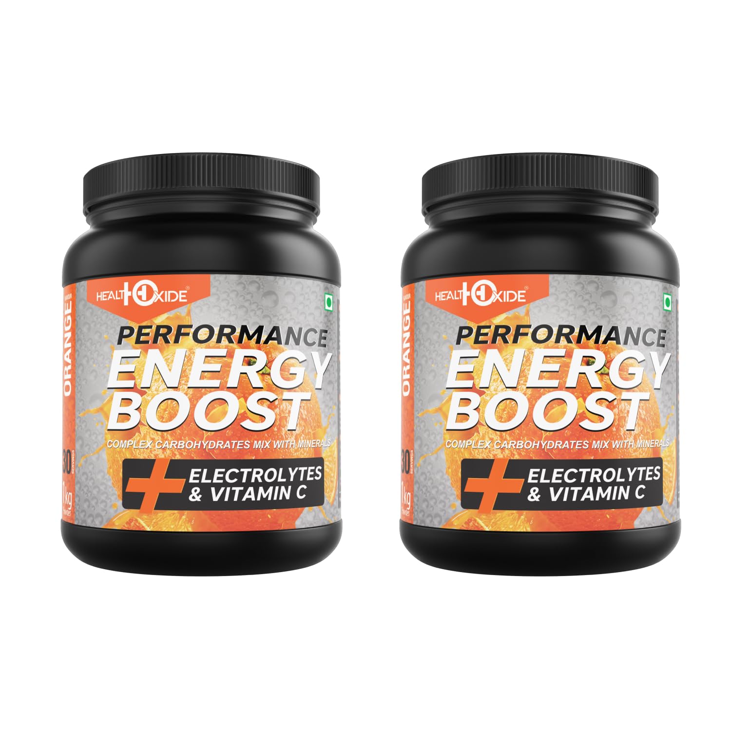 HealthOxide Performance Energy Boost with Electrolytes & Vitamin C | Pre-Workout & Intra-Workout Hydration Drink | Orange Flavour | Pack of 2 (1kg Each) | Stamina, Endurance & Recovery-image-1