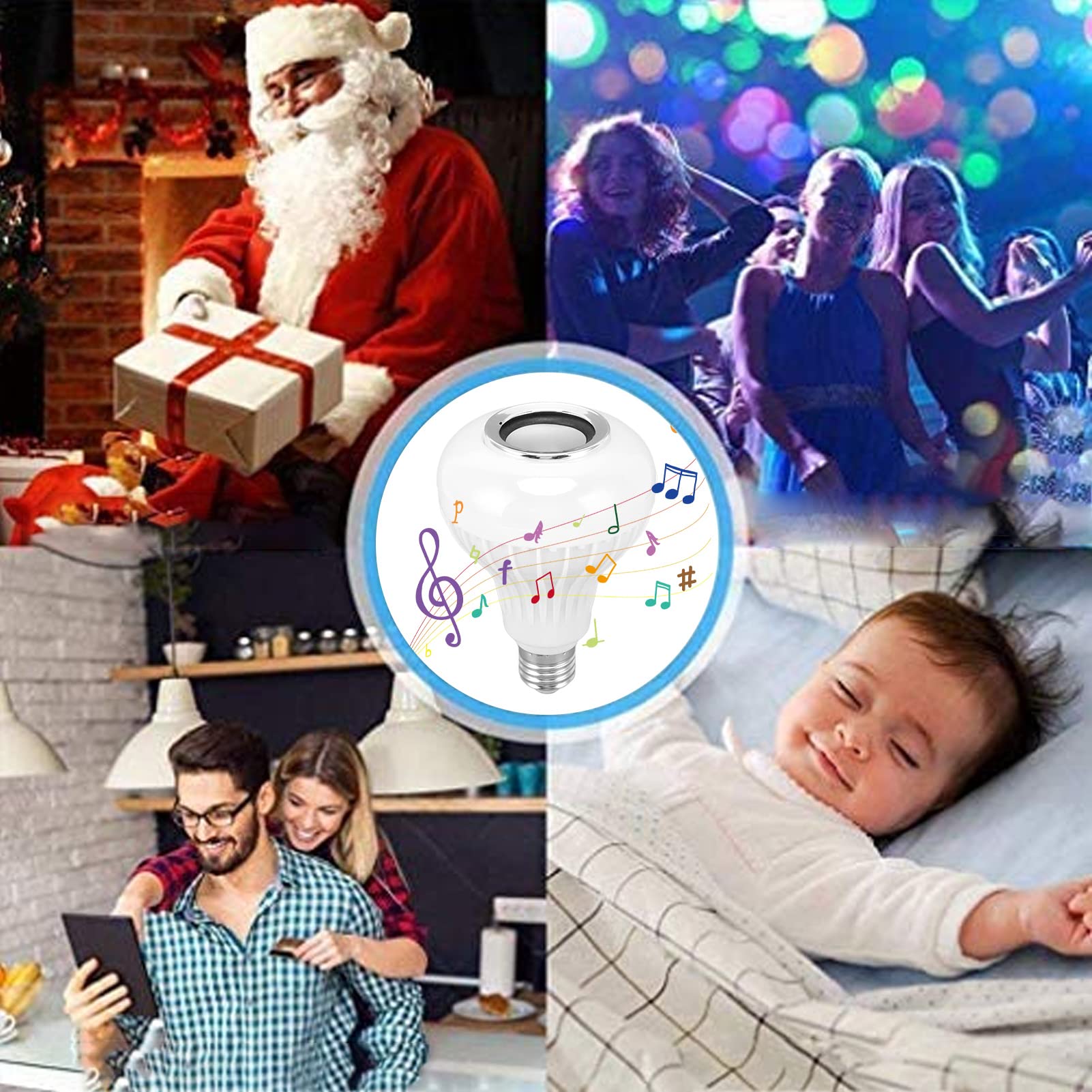 Ampoule LED Musique Bluetooth RGB Haofy E26/E27 - Haut-Parleur Avec Télécommande Et Port USB Pour Fêtes