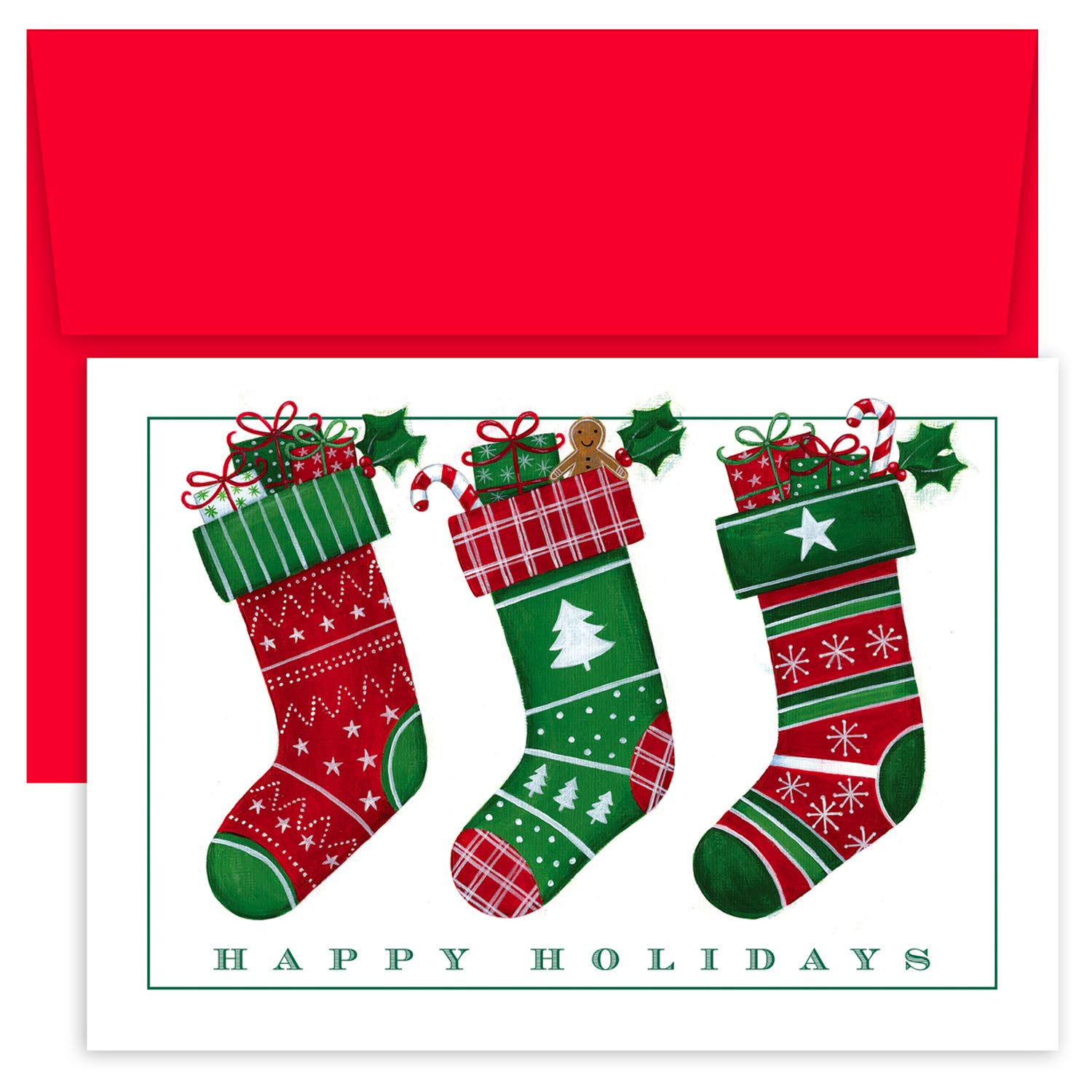 Masterpiece Holiday Collection Lot de 18 cartes de Noël, trio de chaussettes