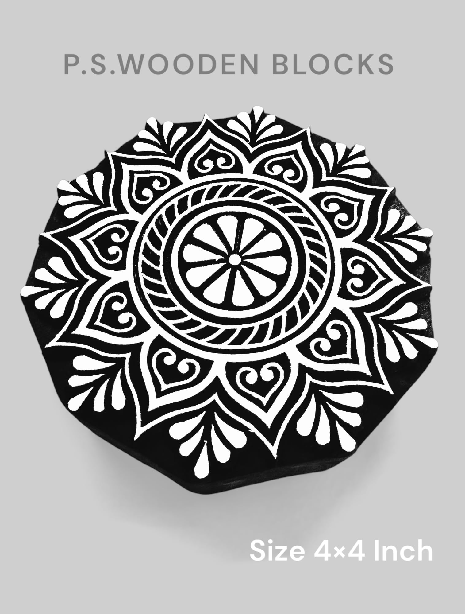 P.S.WOODEN BLOCKS STAMPS Wooden Round Flower Design Fabric Curved Block Printing Stamp ( Large ) (B08SQ7X9TV) Amazon Price History, Amazon Price Tracker