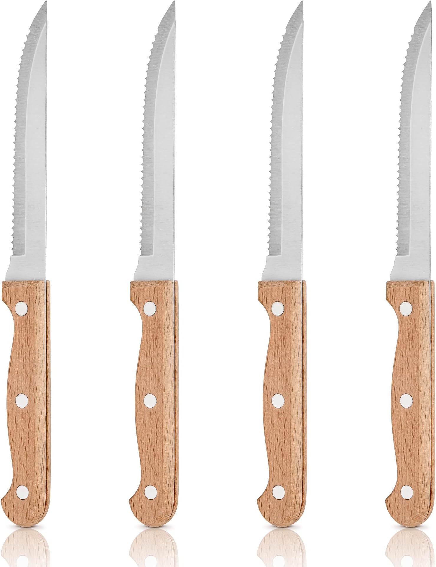 Onader Steak Knives Set of 6, Stainless Steel Serrated Kitchen Knife