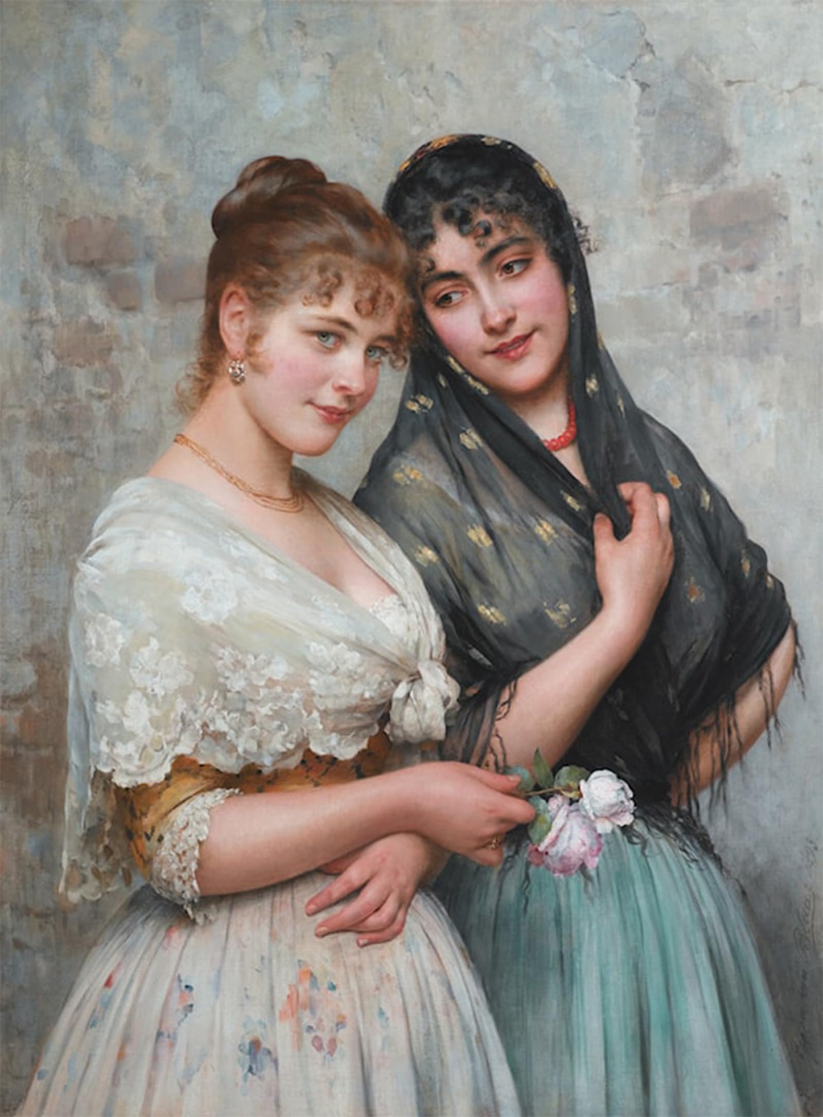 POSTERIIk Vintage Art Print Images Pictures Print Two Venetian Women by Eugene De Blaas Modern Colour Posters for Office Home Decor 60x90cm