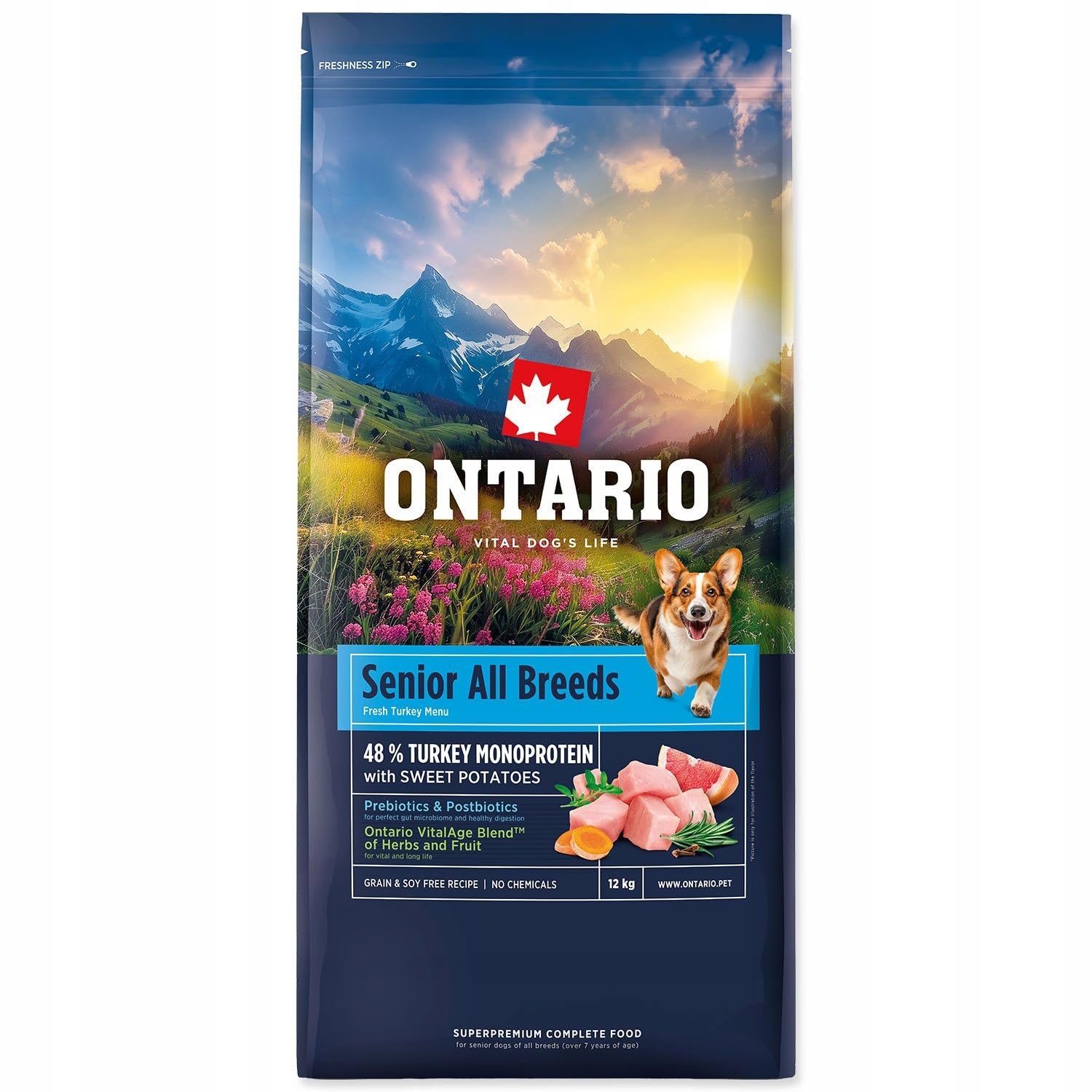 ONTARIO SENIOR MONO 12KG Karma Monoproteinowa dla Starszych Psów z Indykiem