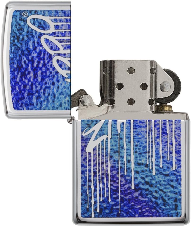 Zippo Logo Design Lighters Chrome High Polish Chrome Fusion Purple/Blue