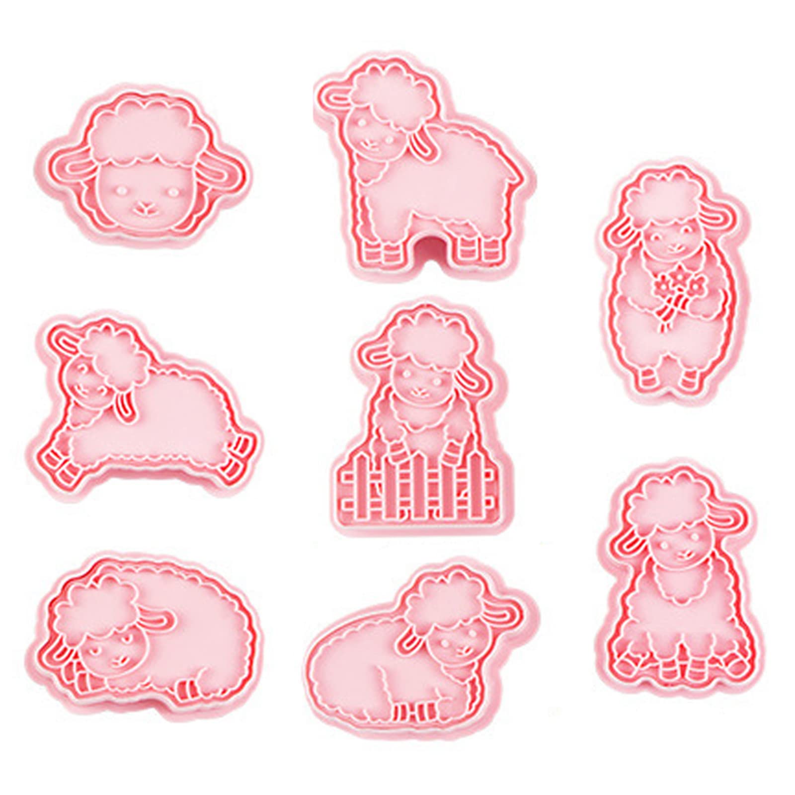 Bottone Multicolor 8 Pack Cookie Sheep Shaped Biscuit Press Baking Gadgets For Molds