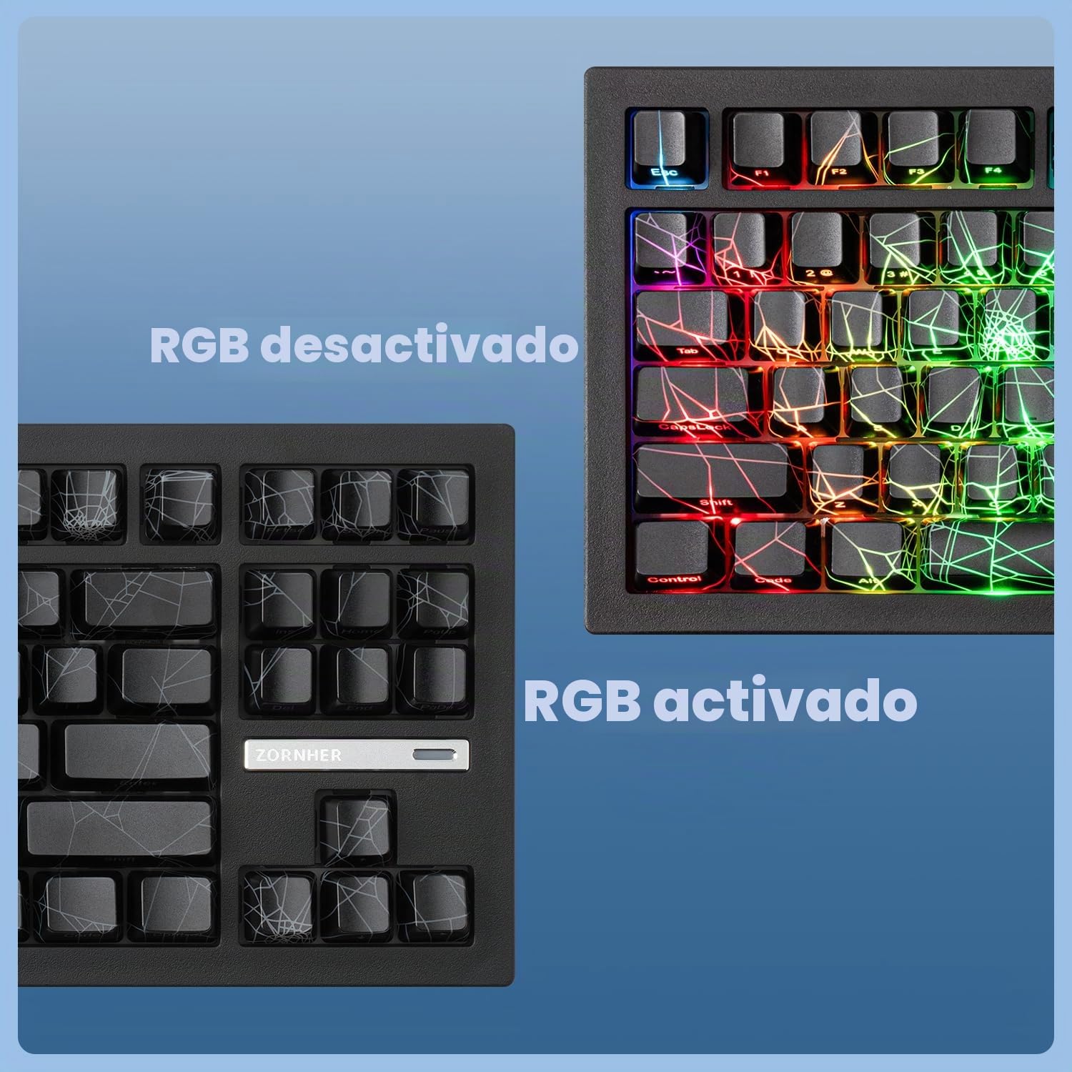 ZORNHER ZH870 Teclado mecánico inalámbrico para juegos, teclado de sonido cremoso personalizado 80%, interruptores lineales prelubricados, intercambiables