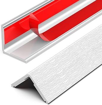 Frychee Wall Corner Protector, Walls Edge Protector,Self-Adhesive Wall Corner Guards,PVC Double Side Edge Protector, Furniture Stairs Guard White Wood Grain 2PCS 90cm/35.4in